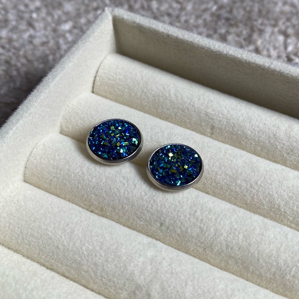 Sparkly Enamel Druid Stud Earrings
